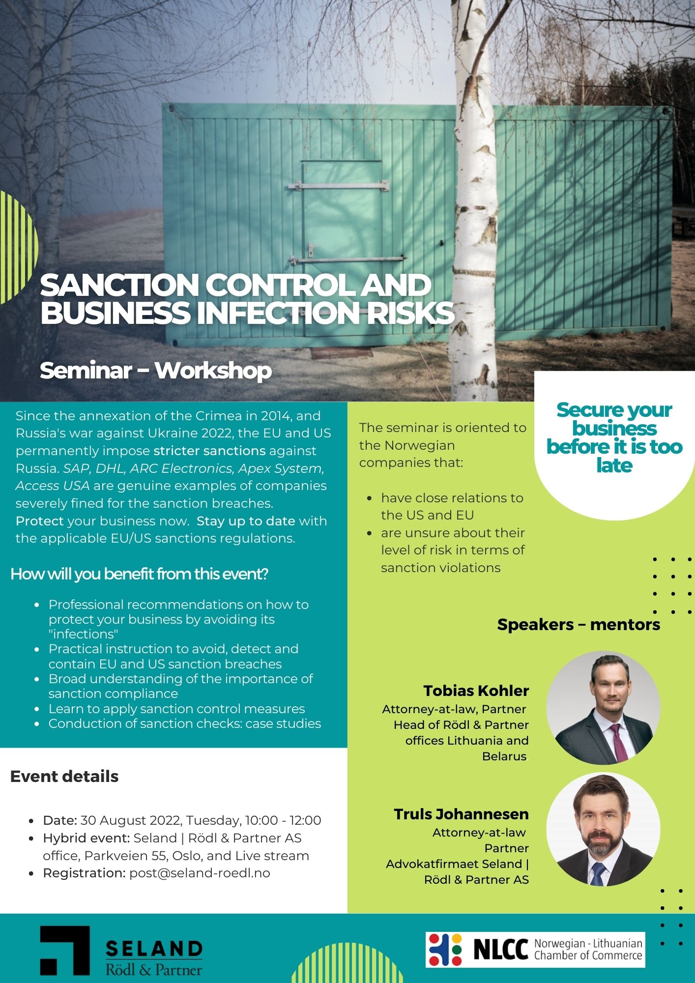 Seminar – Workshop Sanction control and business infection risks